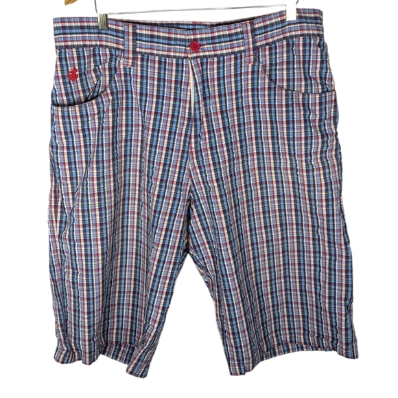 Rocawear plaid embroidered street wear baggy men's cargo shorts size 38 - Picture 1 of 5